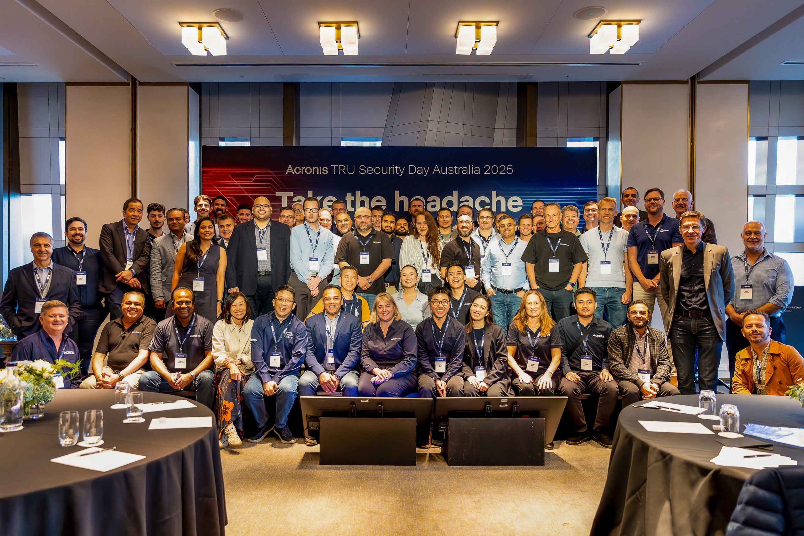Attendees, speakers and sponsors, including staff of IT First Responder, pictured together at Acronis' TRU Security Day Australia 2025